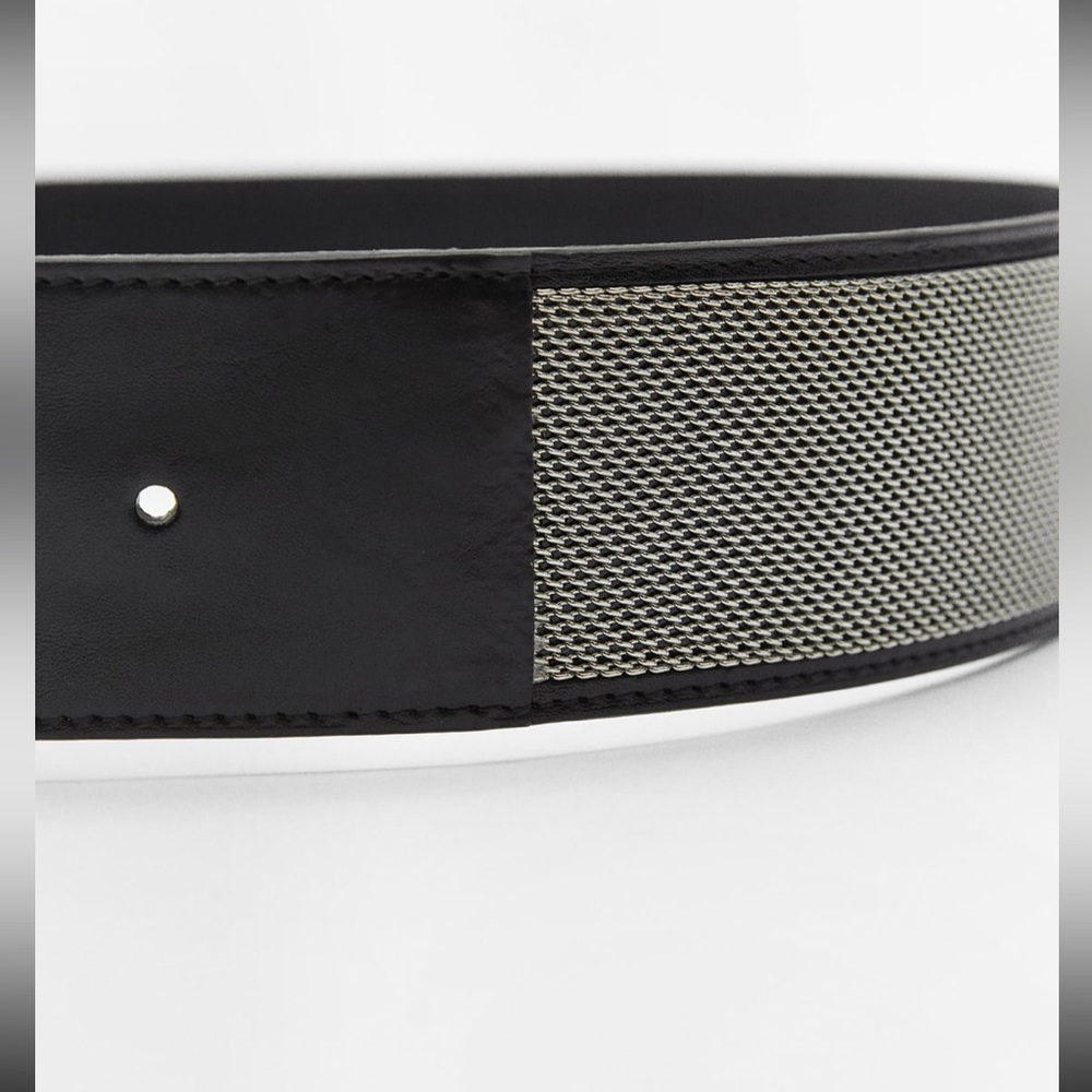 Zara metal mesh trim leather wide belt - Picture 5 of 8